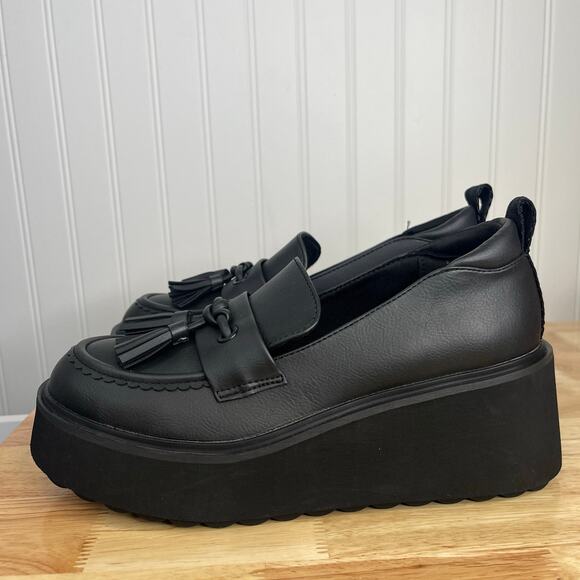 Rocket Dog Harper Platform Black Chunky Loafer Grunge Y2K Edgy Faux Leather - Picture 13 of 16